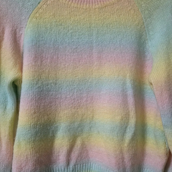 BB Dakota Pastel Rainbow Stripe Crewneck Sweater, Acrylic & Wool Blend, EUC! - Picture 3 of 12